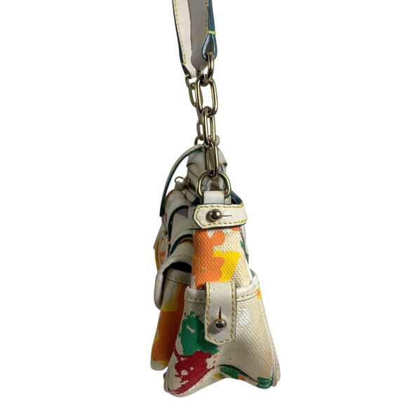 HTF Vintage DOONEY BOURKE Double Pocket Front Graffiti Shoulder Bag + Charm - Picture 2 of 16